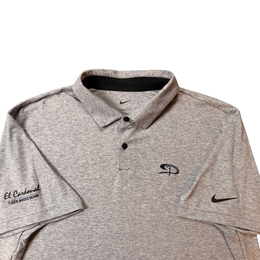 Nike Dri-FIT Mens XL El Cardonal Tiger Woods Design Golf Polo Shirt Heather Grey